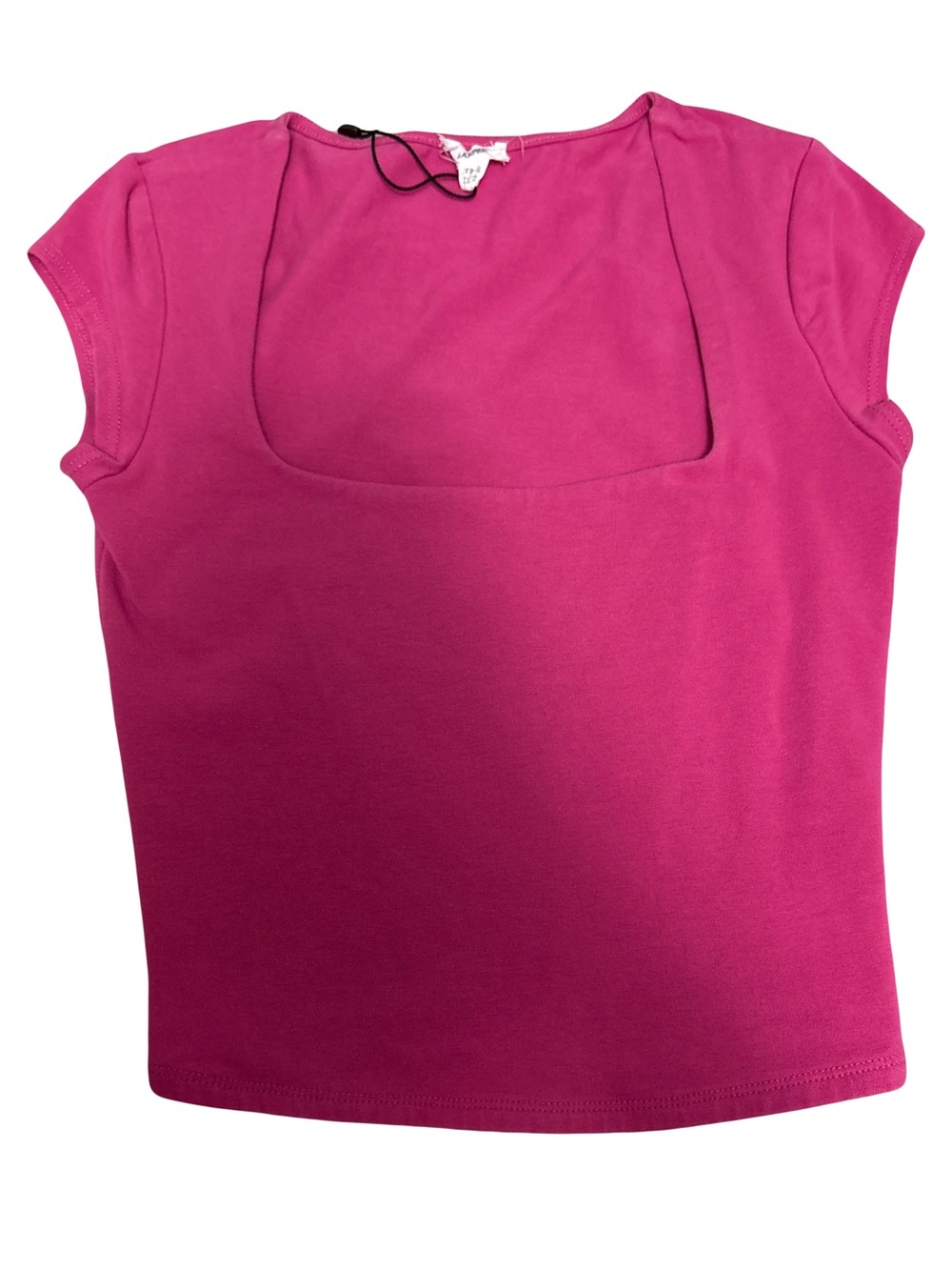 Garage Fuchsia Square-Neck Cap Sleeve Crop Top